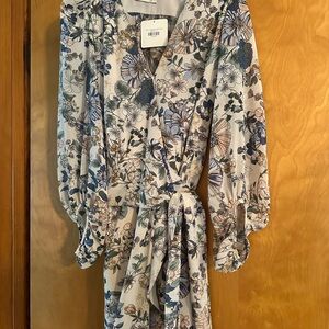 Floral Wrap Dress with Puff Sleeves